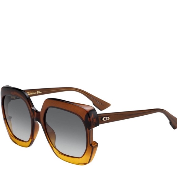 Authentic CHRISTIAN DIOR Square Gaia Sunglasses Brown Orange - Picture 8 of 12